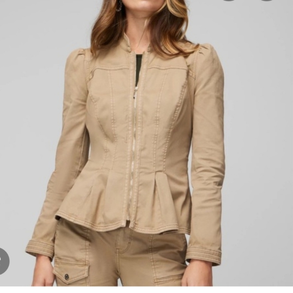 White House Black Market Khaki Peplum Jacket